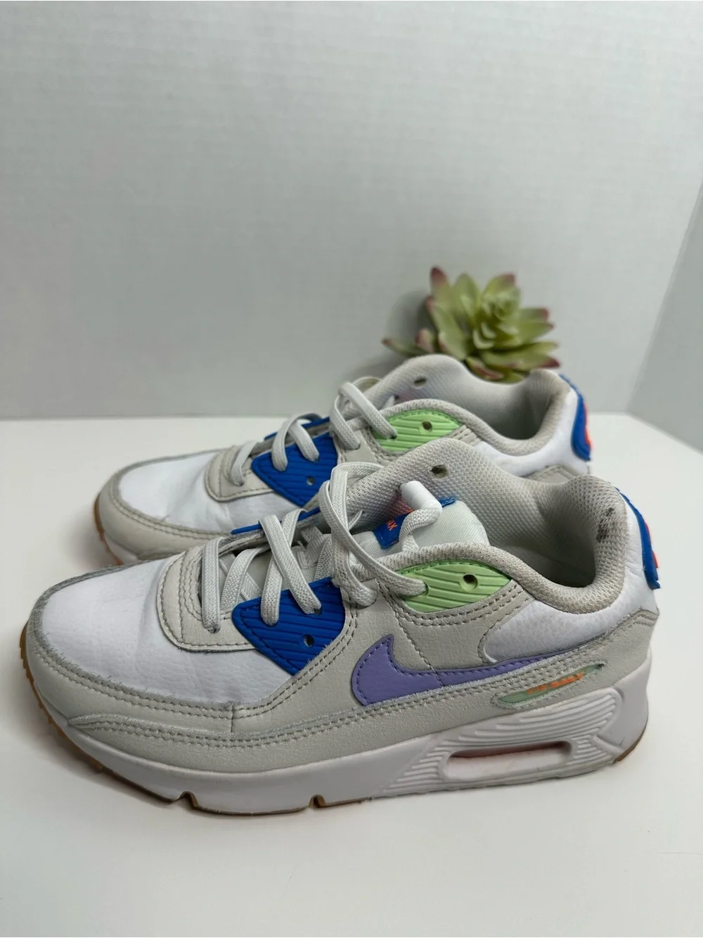 Nike Kids Air Max Sneakers - White with Blue, Green & Orange Accents